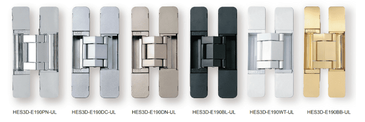 The HES3D-E190 Series of concealed hinges for concealed doors by Sugatsune 